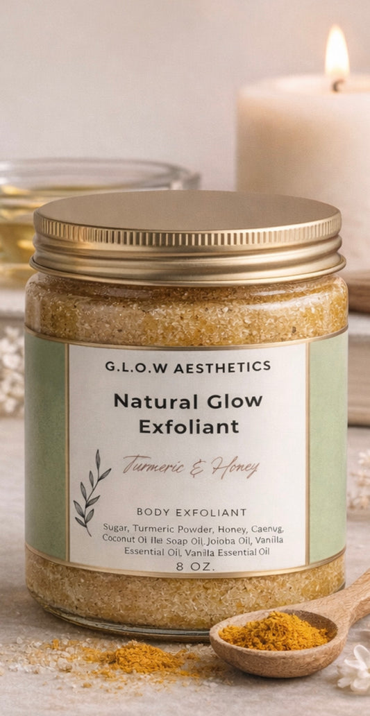 Turmeric & Honey Sugar Scrub – Natural Glow Exfoliant 8oz