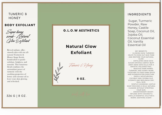 Turmeric & Honey Sugar Scrub – Natural Glow Exfoliant 8oz