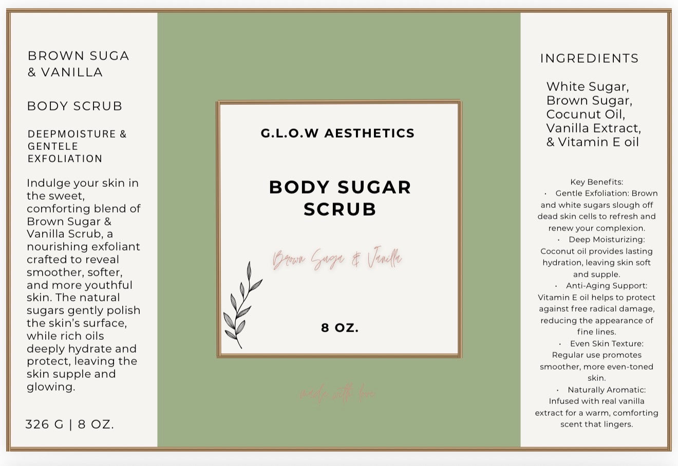 Brown Suga & Vanilla Sugar Scrub – Deep Moisture & Gentle Exfoliation 8oz